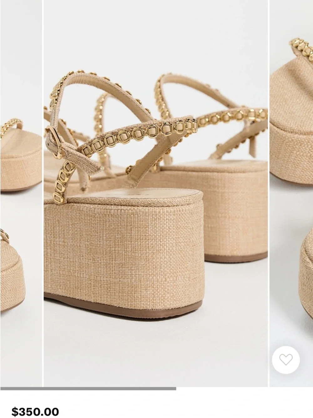 Larroudé Gio Milanina Platform Sandals Raffia Gold Size 7.5